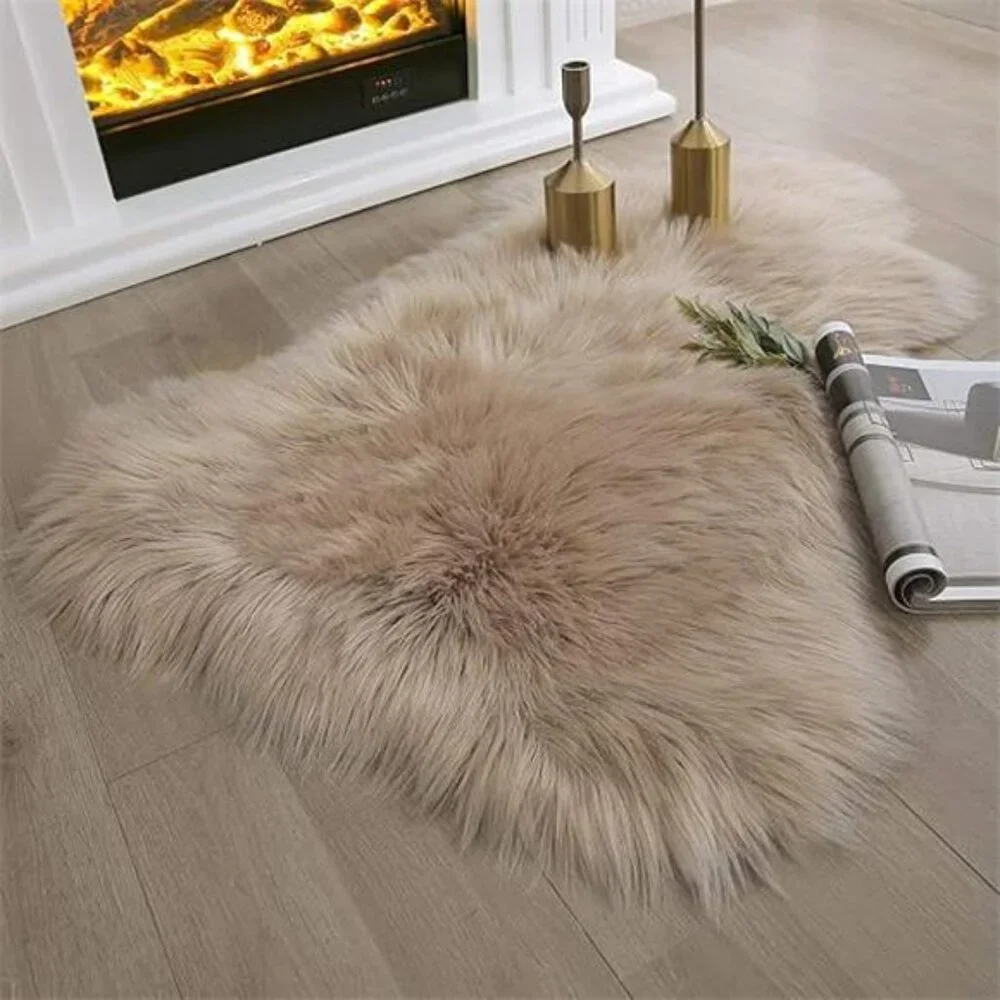 FauxFur Rug,Beige Area Rugs,Fluffy Sheepskin Fur Rug,Fuzzy Ultra Soft 2x3Ft Rugs - Picture 7 of 7